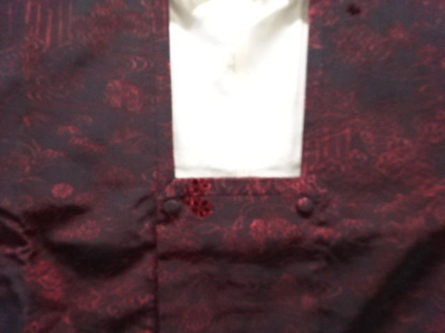  大正ロマン　切りビロード　流水に草花模様道行コート(ショール付き)